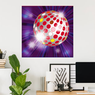 Red Disco Boll Poster