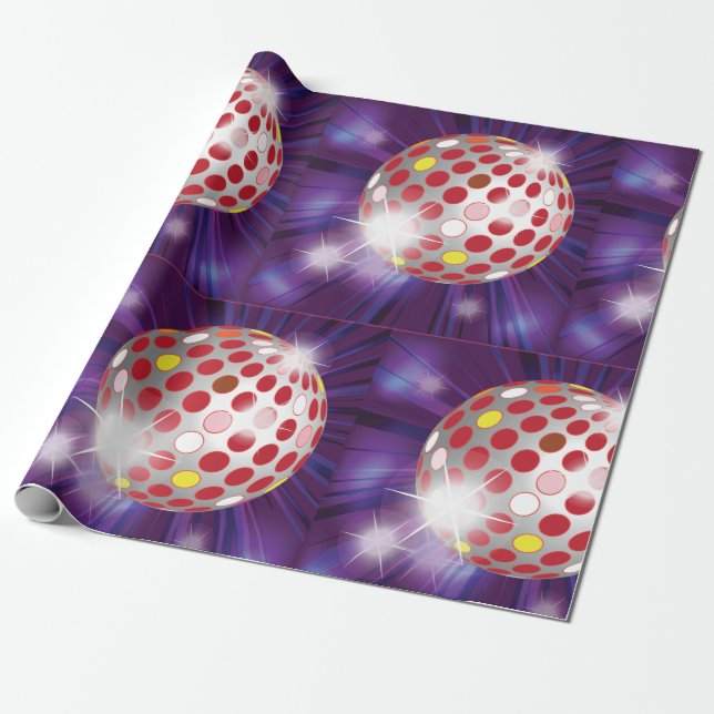 Red Disco Boll Presentpapper (Utrullad)