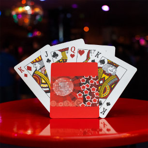 Red Disco Party Theme med Stars och Glitter Boll Casinokort