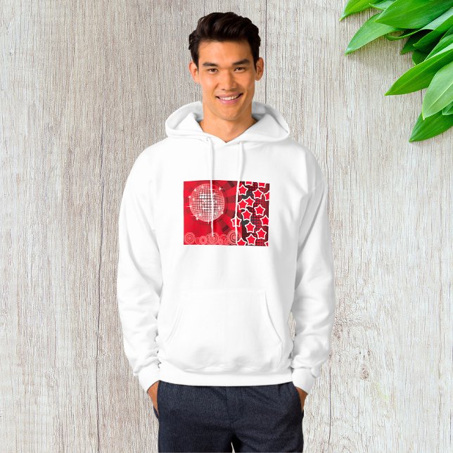 Red Disco Party Theme med Stars och Glitter Boll Hoodie (Skapare uppladdad)