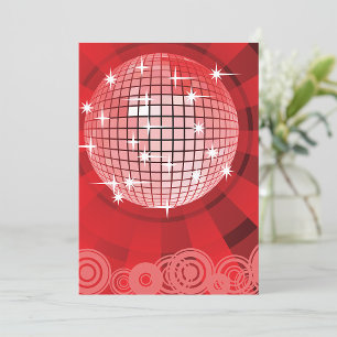 Red Disco Party Theme med Stars och Glitter Boll Inbjudningar