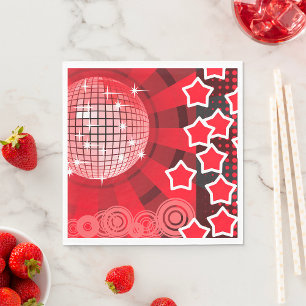 Red Disco Party Theme med Stars och Glitter Boll Pappersservett