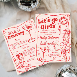 Red Disco Rodeo Cowgirl Bachelorette Helg Inbjudningar