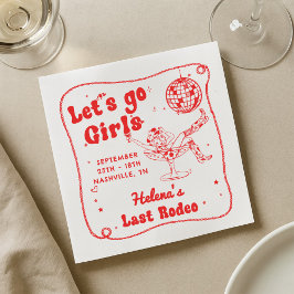 Red Disco Rodeo Cowgirl Bachelorette Helg Pappersservett