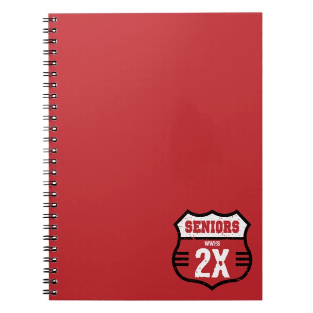 Red Distress Seniors Road Sign Anteckningsbok (Framsidan)