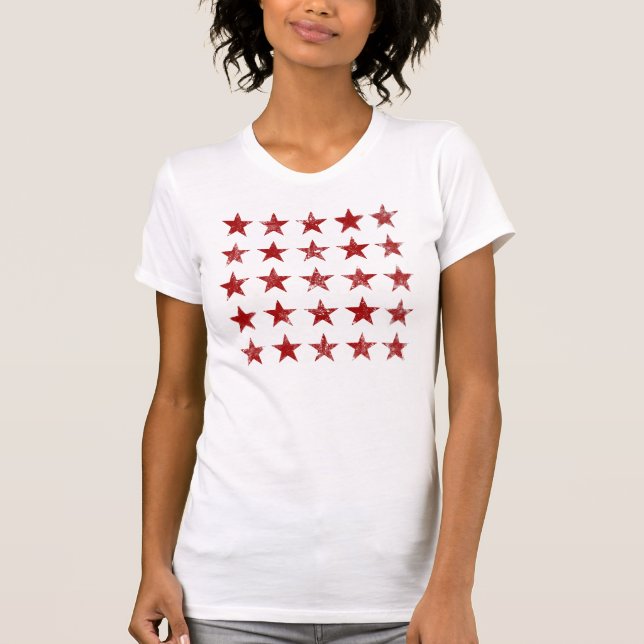Red Distress Stars T-shirt (Framsida)
