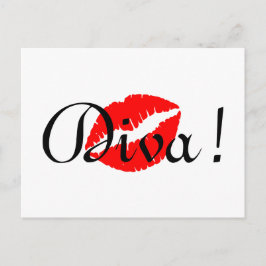 Red Diva Kiss Vykort