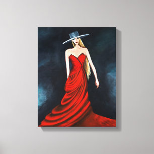 Red Diva-målning Unik Flamenco Dancer Fine Art Canvastryck