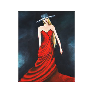 Red Diva-målning Unik Flamenco Dancer Fine Art Canvastryck
