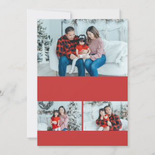 Red DIY 5x7 3 Photo Collage Template Julkort