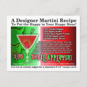 Red Djävulen Apple Martini Halloween Recipe-vykort Vykort