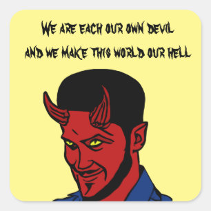 Red Djävulen Demon Man Lucifer helvetes citattecke Fyrkantigt Klistermärke