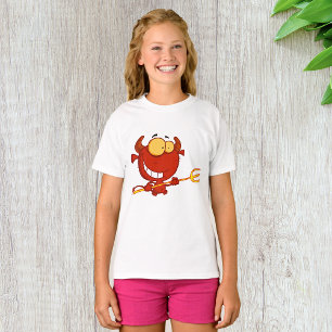 Red Djävulen Holding A Pitchfork Girls T-Shirt