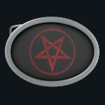 Red Djävulen Pentagram<br><div class="desc">Röd,  inverterad,  texturerad pentagram i cirkel,  på svart bakgrund. Oockult-symbol. 666</div>