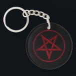 Red Djävulen Pentagram<br><div class="desc">Röd,  inverterad,  texturerad pentagram i cirkel,  på svart bakgrund. Oockult-symbol. 666</div>
