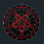 Red Djävulen Pentagram Darttavla<br><div class="desc">Röd, inverterad, texturerad pentagram i cirkel, på svart bakgrund. Oockult-symbol. 666</div>