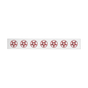 Red Djävulen Pentagram Etikettband