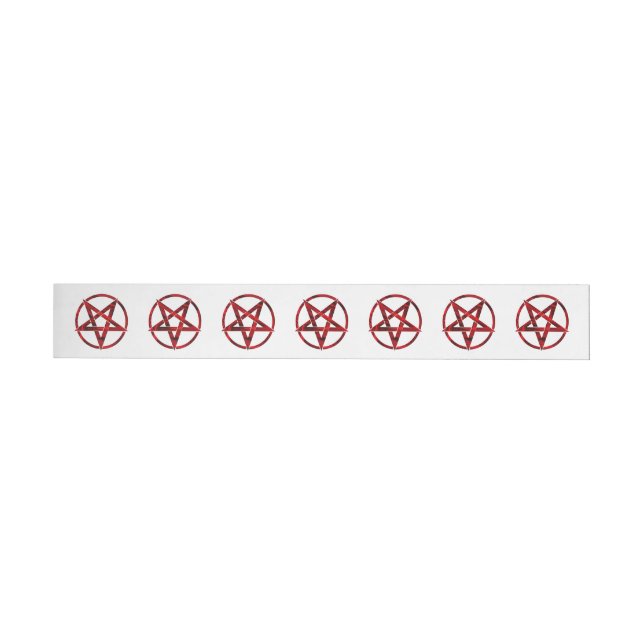 Red Djävulen Pentagram Etikettband (Individual)
