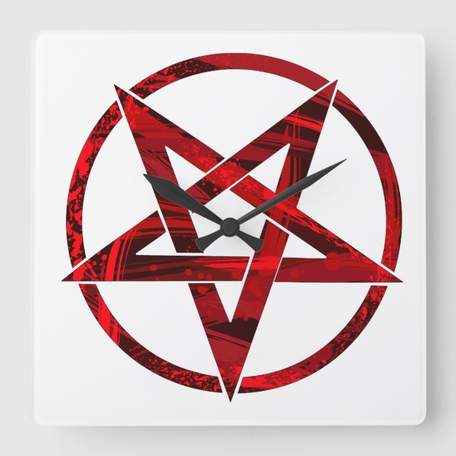 Red Djävulen Pentagram Fyrkantig Klocka (Framsida)