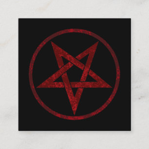 Red Djävulen Pentagram Fyrkantigt Visitkort
