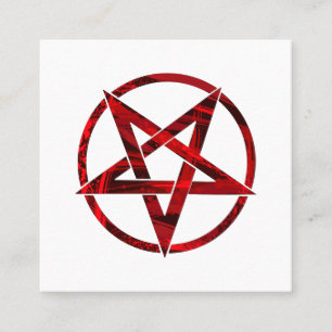 Red Djävulen Pentagram Fyrkantigt Visitkort