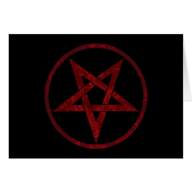 Red Djävulen Pentagram Hälsningskort (Framsidan Horizontal)