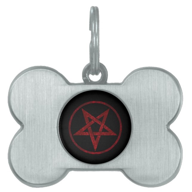 Red Djävulen Pentagram ID-bricka Husdjur (Framsidan)