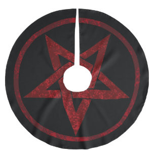 Red Djävulen Pentagram Julgransmatta Borstad Polyester