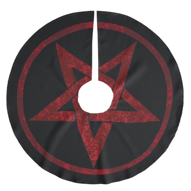 Red Djävulen Pentagram Julgransmatta Borstad Polyester (Framsidan)