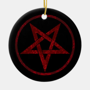 Red Djävulen Pentagram Julgransprydnad Keramik