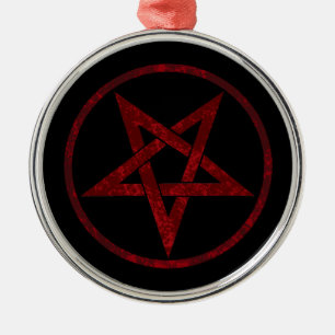 Red Djävulen Pentagram Julgransprydnad Metall