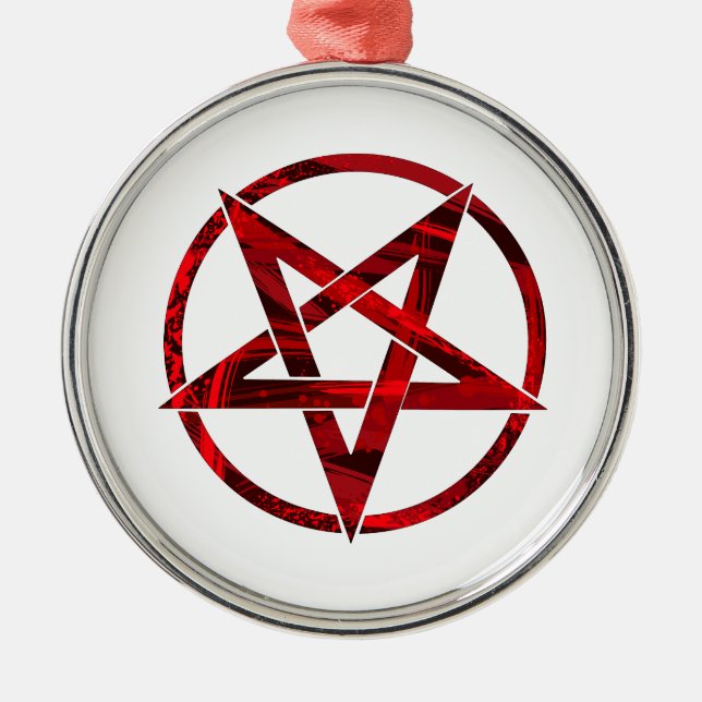 Red Djävulen Pentagram Julgransprydnad Metall (Framsidan)