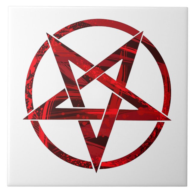 Red Djävulen Pentagram Kakelplatta (Framsidan)