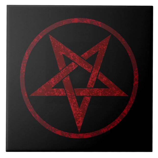 Red Djävulen Pentagram Kakelplatta (Framsidan)