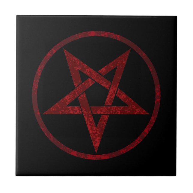 Red Djävulen Pentagram Kakelplatta (Framsidan)