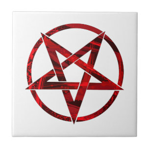 Red Djävulen Pentagram Kakelplatta