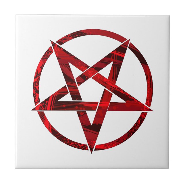 Red Djävulen Pentagram Kakelplatta (Framsidan)