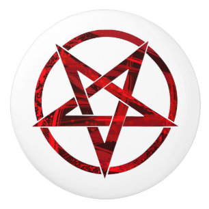 Red Djävulen Pentagram Knopp