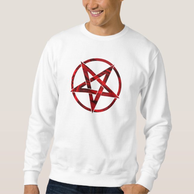 Red Djävulen Pentagram Lång Ärmad Tröja (Framsida)