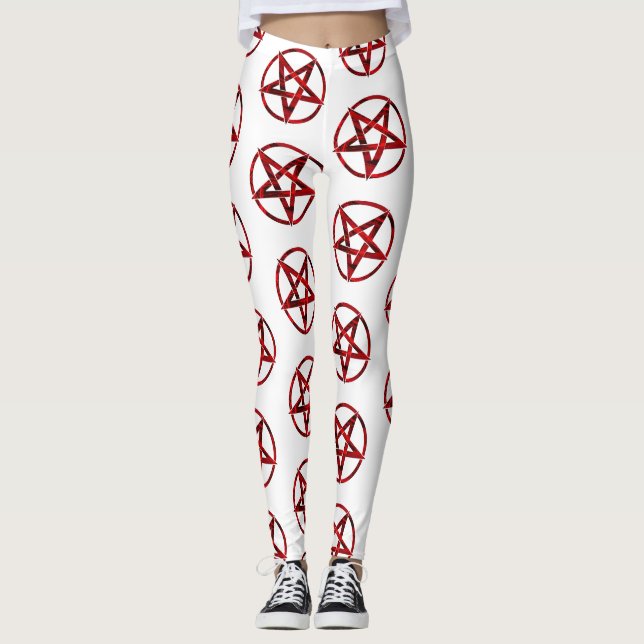 Red Djävulen Pentagram Leggings (Framsida)
