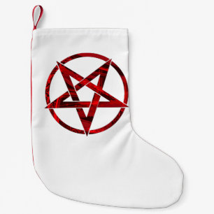Red Djävulen Pentagram Liten Julstrumpa