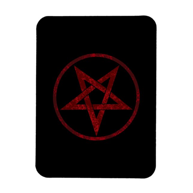 Red Djävulen Pentagram Magnet (Vertikal)