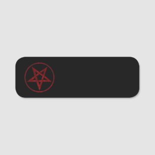 Red Djävulen Pentagram Namnbricka
