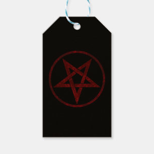 Red Djävulen Pentagram Presentetikett