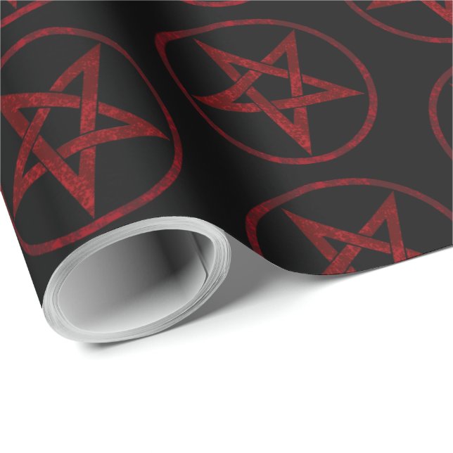 Red Djävulen Pentagram Presentpapper (Rullad Hörn)