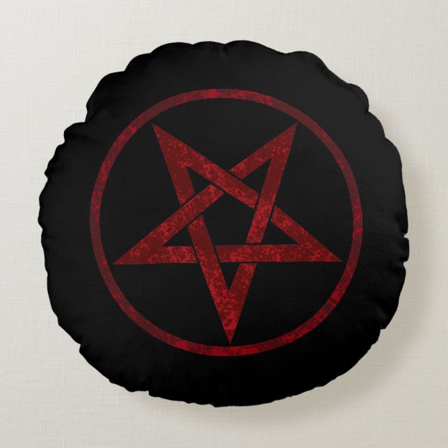 Red Djävulen Pentagram Rund Kudde (Framsidan)