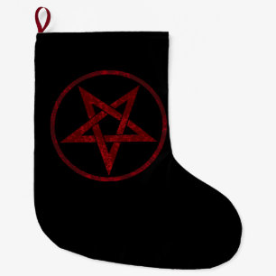 Red Djävulen Pentagram Stor Julstrumpa