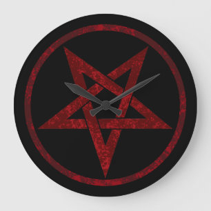 Red Djävulen Pentagram Stor Klocka