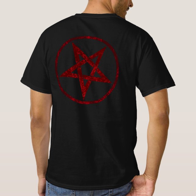 Red Djävulen Pentagram T Shirt (Baksida)