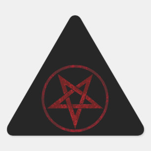 Red Djävulen Pentagram Triangelformat Klistermärke